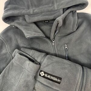 Baerskin Men Full Zip Fleece Hooded Jacket Gray Size Medium
